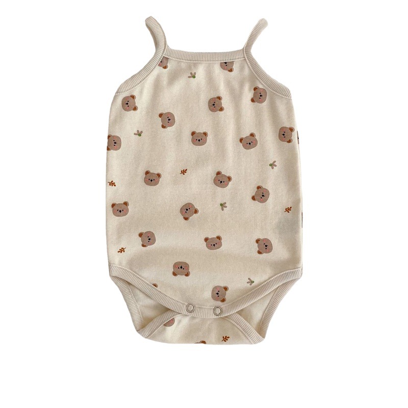 Ins Summer Baby Clothes Sleeveless Sling Bag Fart Clothes Bear Floral Triangle Harem Infant One-Year-Old Crawling Clothes