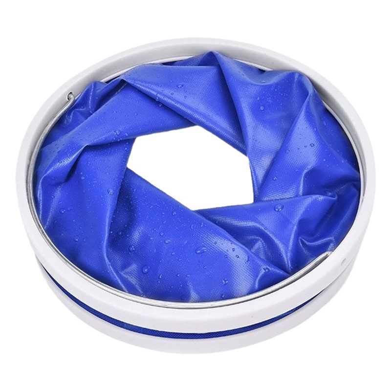 Car Portable Car Wash Shrink Bucket Blue Folding Car Wash Bucket Outdoor Travel Plastic Oxford Cloth Fishing Bucket