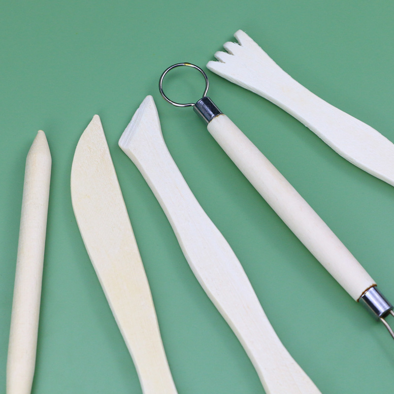 Picture of Art supplies clay sculpture 5 piece set wooden pottery knife soft pottery sculpture knife pottery clay sculpture trimming tools wholesale