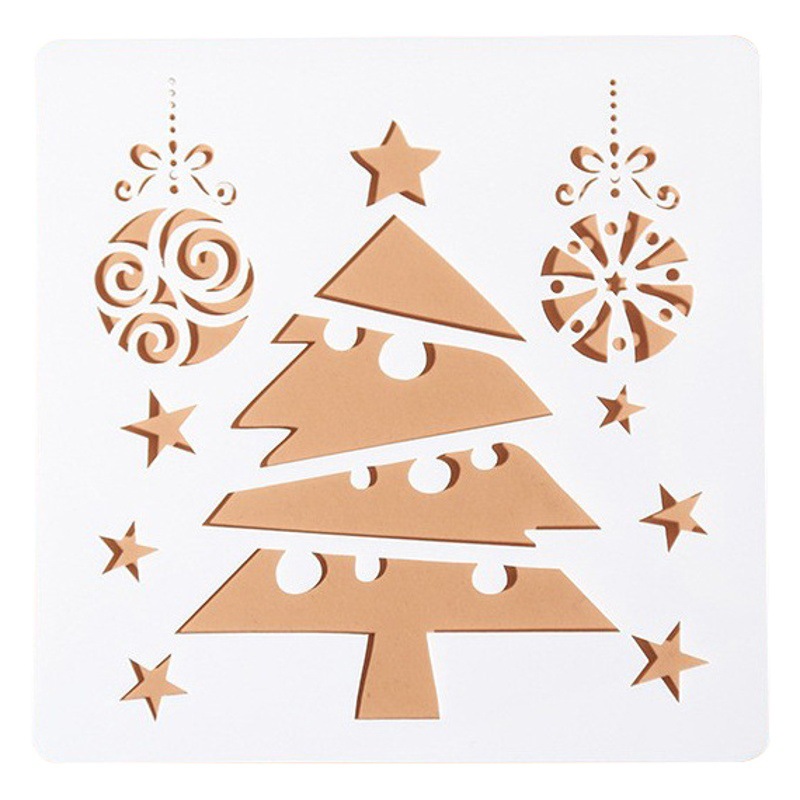 Original Christmas Series Lace Ruler Template Cartoon Elk Christmas Tree Hollow Filling Board Children's Handwritten Newspaper Stationery