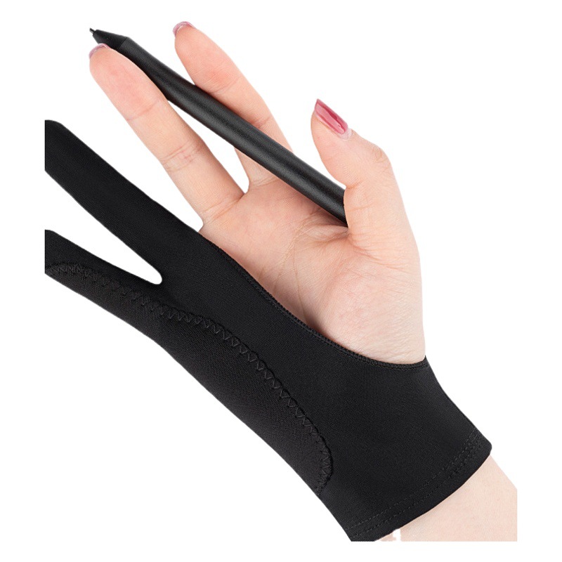 Double-layer anti-misoperation capacitive pen thickened spandex two-finger gloves flat drawing drawing sketch drawing handmade