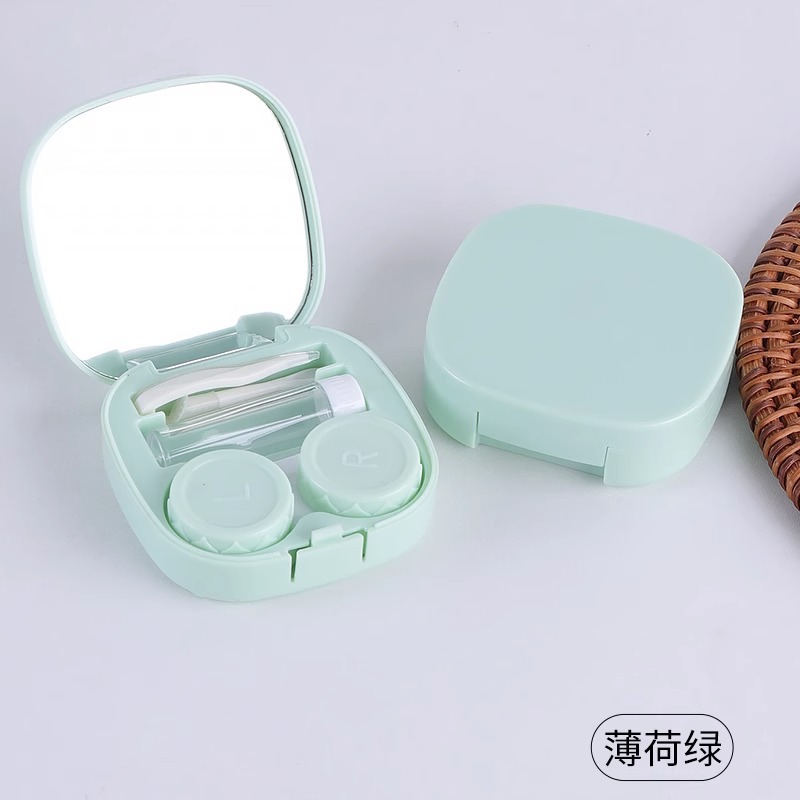 Picture of Simple Contact Lens Box Portable Compact Leak-proof Ins Style Contact Lens Box with Mirror Storage Duo Companion Box