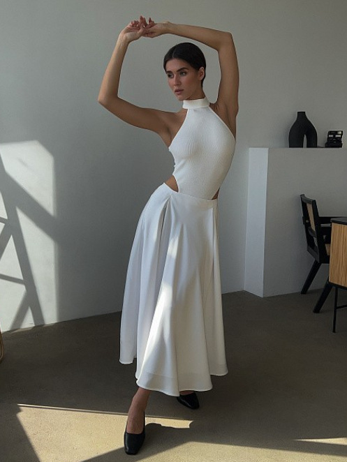 Picture of Cross-Border Women's Skirt, European and American Style, 2025 Summer New Model, Elegant and Graceful, High-Waisted Satin Long Skirt in Satin Fabric