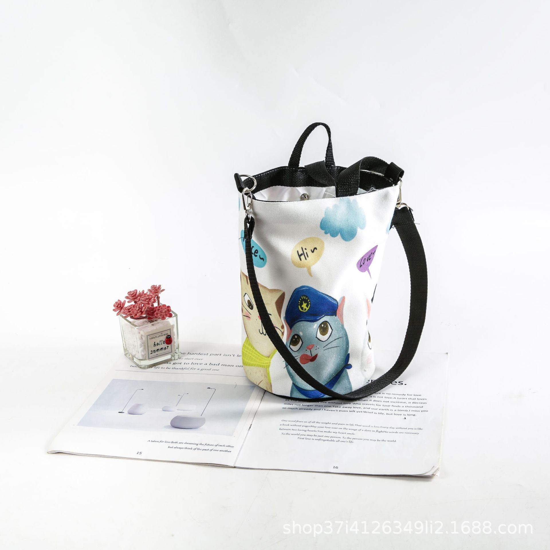 Bucket Canvas Carrying Backable Bag Environmentally Friendly Portable Shopping Bag Large Capacity Advertising Cotton Bag Laminated Canvas Bag
