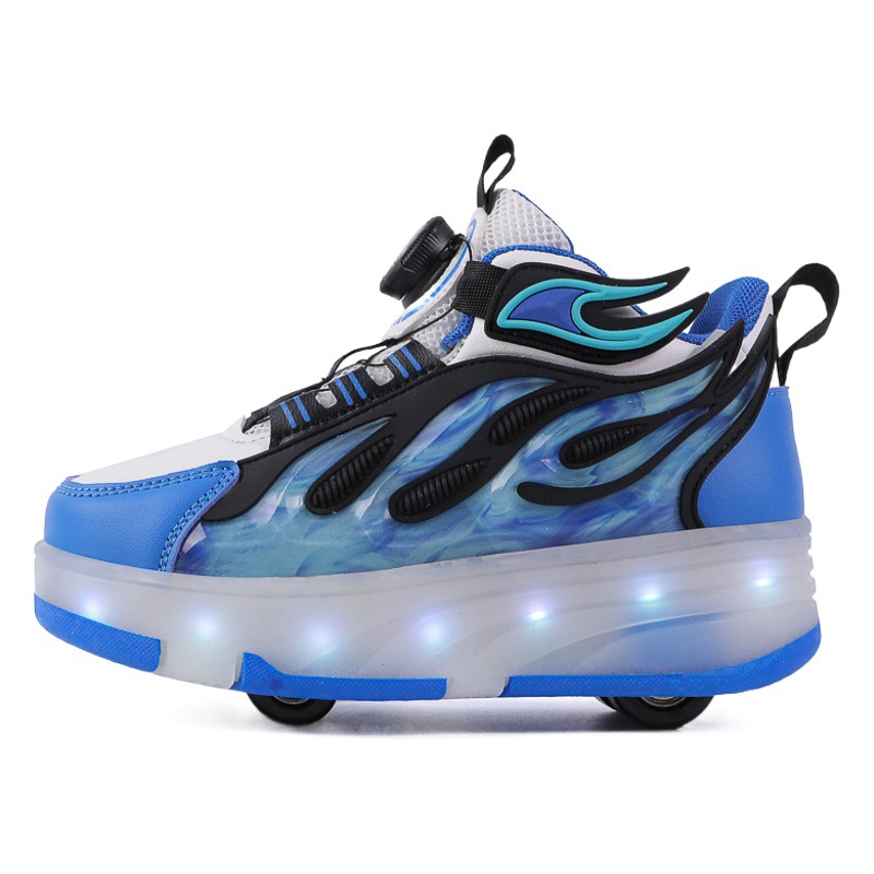 Cross-border wholesale children's heyway shoes four-wheel with flash buttons skates for boys and girls adult heyway shoes for foreign trade