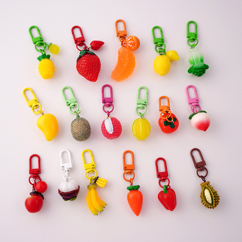 Imitation Fruit Keychain Pendant Exquisite Women's Cute Orange Bag Lock Keychain Couple Orange Sweet Potato Small Hanging Ornaments