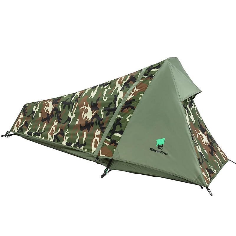 Picture of cross-border single mountaineering tent outdoor field equipment camouflage rainproof pyramid tent winter camping tent