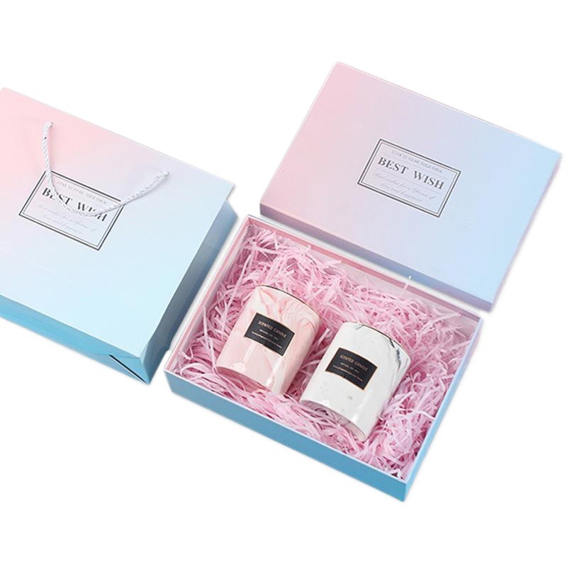 in stock Ins Style Gradient Gift Box Rectangular Wedding Accompanied Gift Box Lipstick Cup Packaging Gift Box