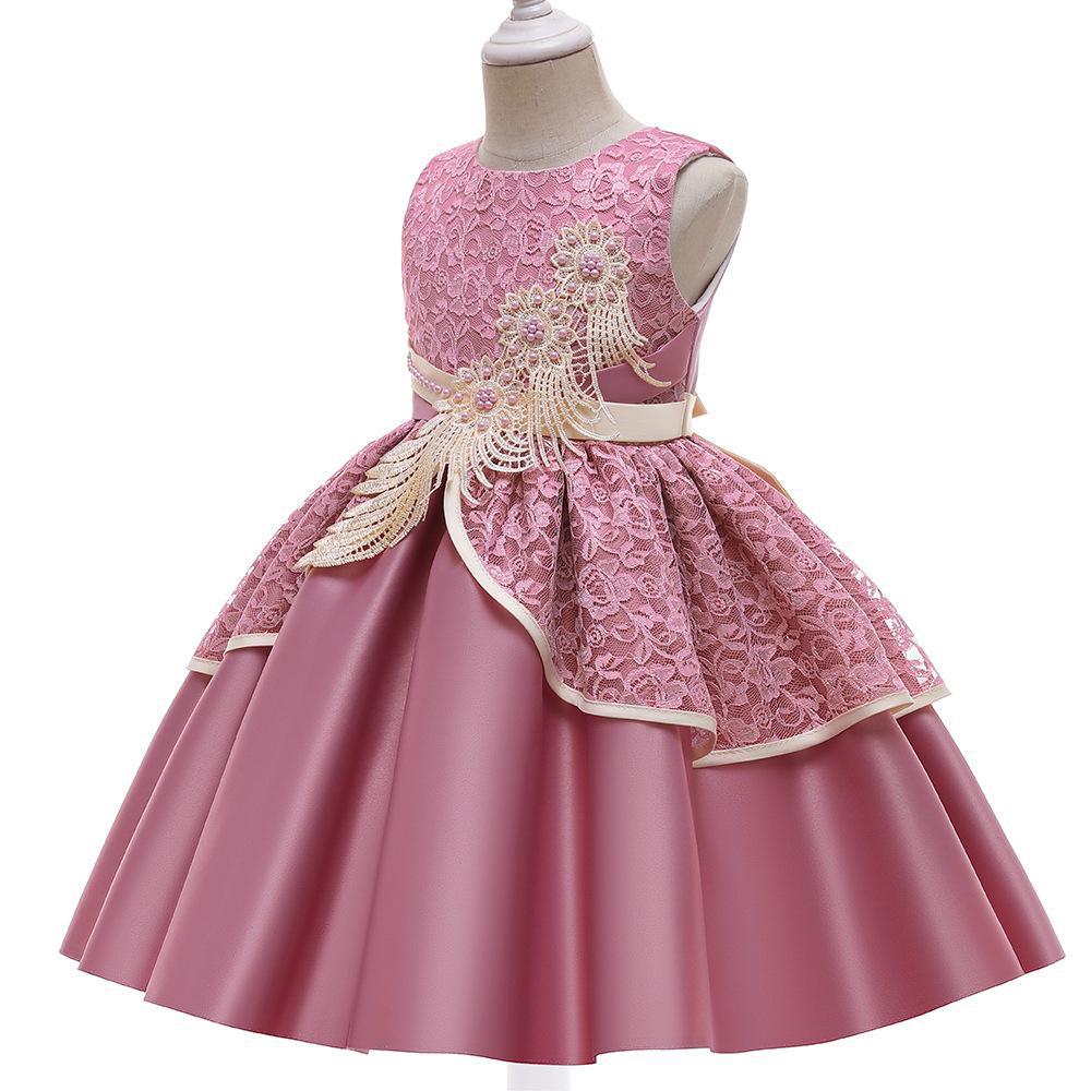 Picture of 2024 new cross-border children's dress lace embroidered bow applique costume princess dress manufacturers supply