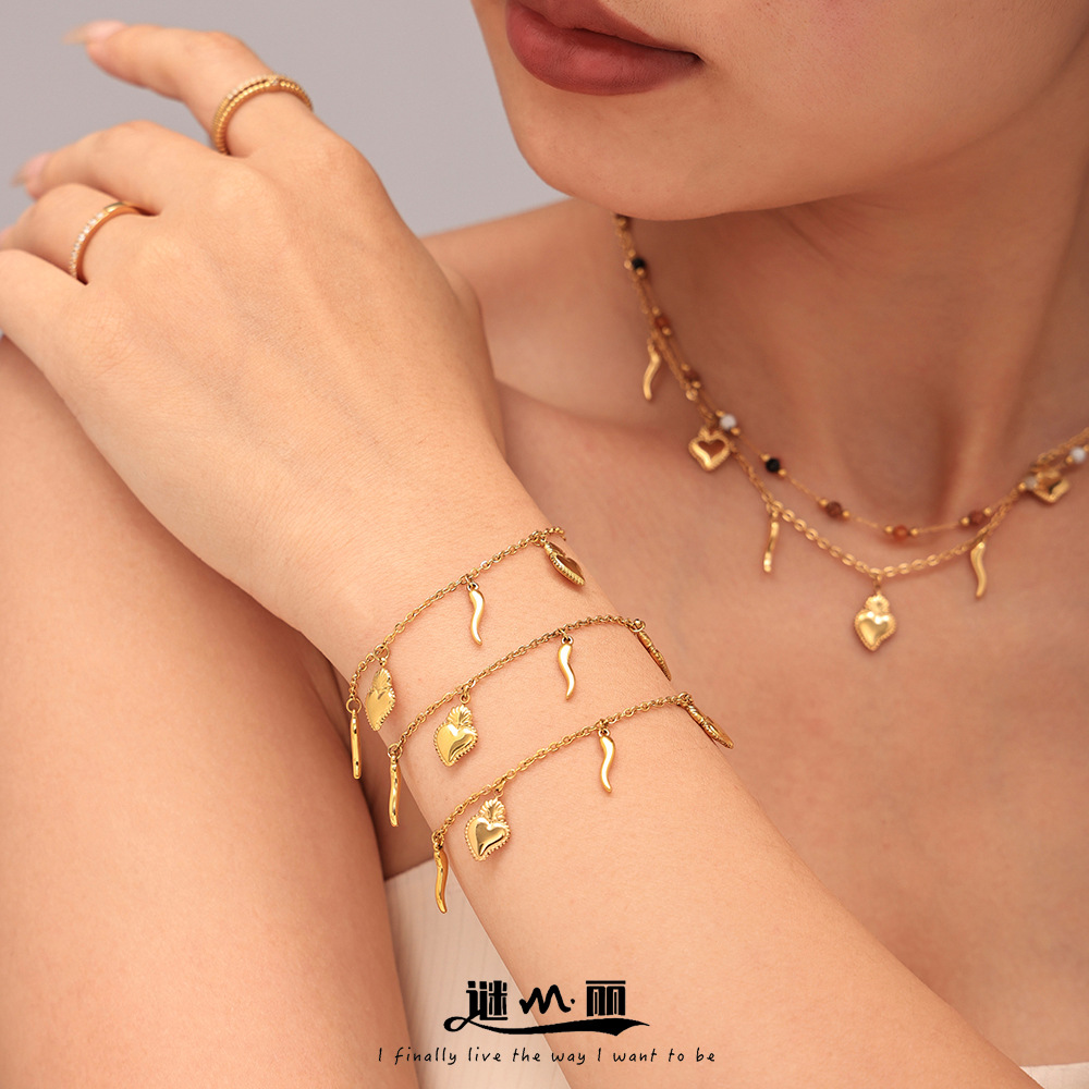 Mystery jewelry Europe and the United States DIY multi-accessories stacked necklace niche bracelet stainless steel plated 18K gold suit in stock