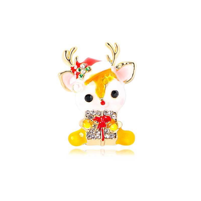 Picture of European and American Christmas brooch cartoon cute red brooch fashion high-end oil drop pin for men and women