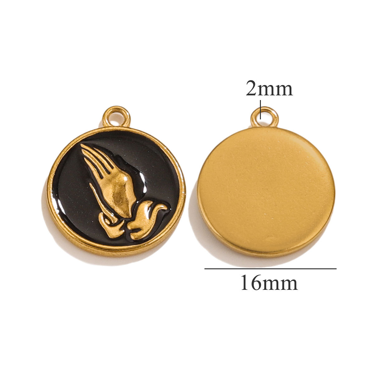 Picture of Cross-border hot-selling simple stainless steel hands-on prayer round pendant DIY love necklace bracelet earrings jewelry
