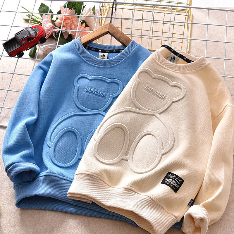 Picture of Children's Clothing Spring and Autumn Boys' Long-sleeved Top Autumn Clothing Large-size Children's Bear T-shirt Children's Autumn Clothes Base Shirt Thin Sweater