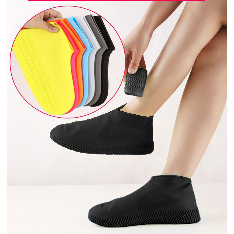 Waterproof Latex Shoe Cover Rain Boots Full-wrapped Shoe Cover Outdoor Thickened Anti-slip Wear-resistant Rain Boots Shoe Cover for Rainy Day