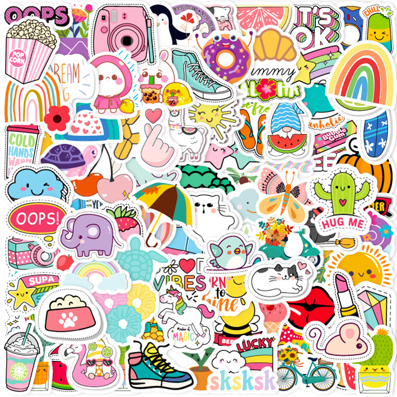 100 small size 4cm small fresh camera stickers Amazon ebay girl line computer waterproof water bottle stickers