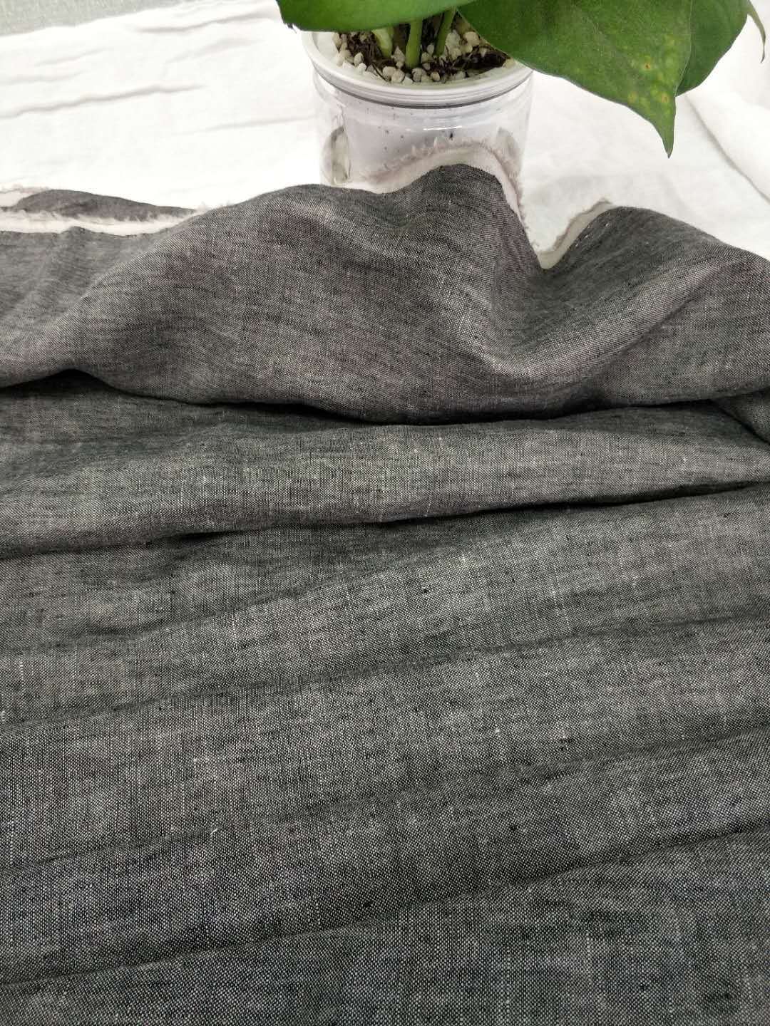 Pure Linen Black and White Woven Linen Curtain Fabric Pure Linen Bedding Fabric Linen Enzyme Washing Fabric