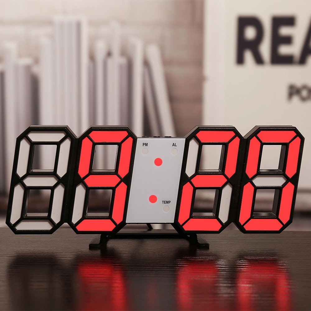Picture of Ins cross-border desktop desk clock 3D luminous digital clock wall voice control mute alarm clock intelligent photosensitive a generation of hair