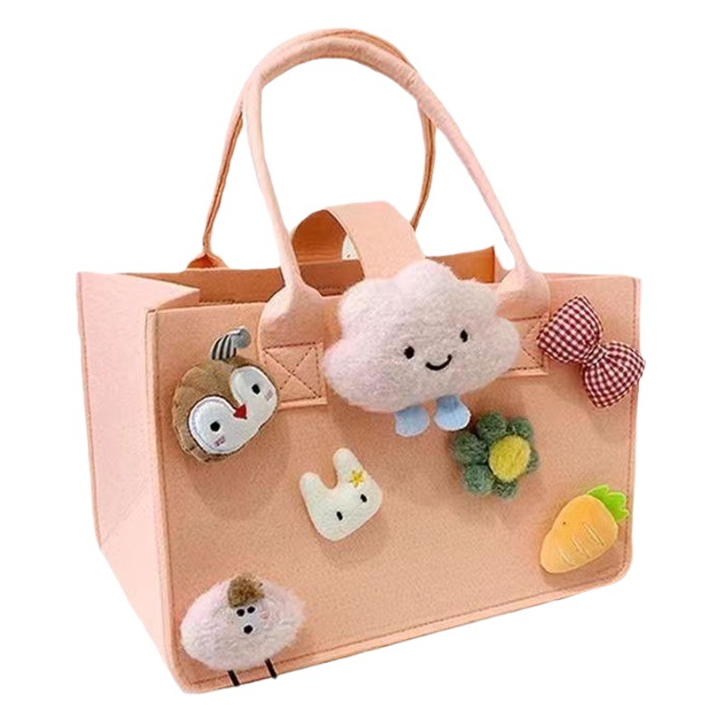 New Cute Felt Bag Large Capacity Shopping Bag Cartoon Doll Mummy Bag Internet Popular Hundred Days Banquet Gift Accompanying Gift