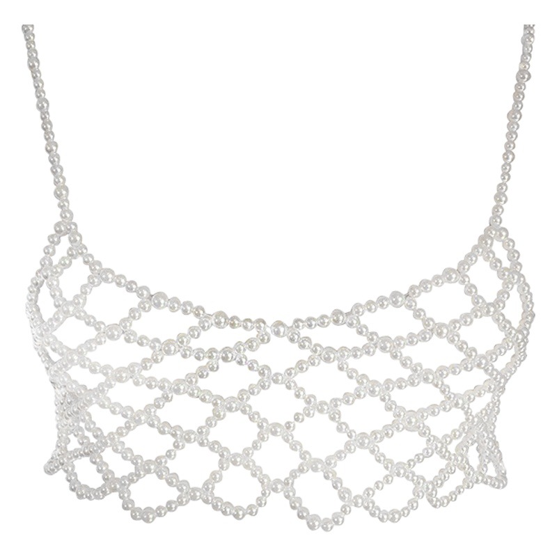Picture of European and American cross-border jewelry summer fashion hand-woven fishing net Pearl bra sexy multi-layer sling body chain
