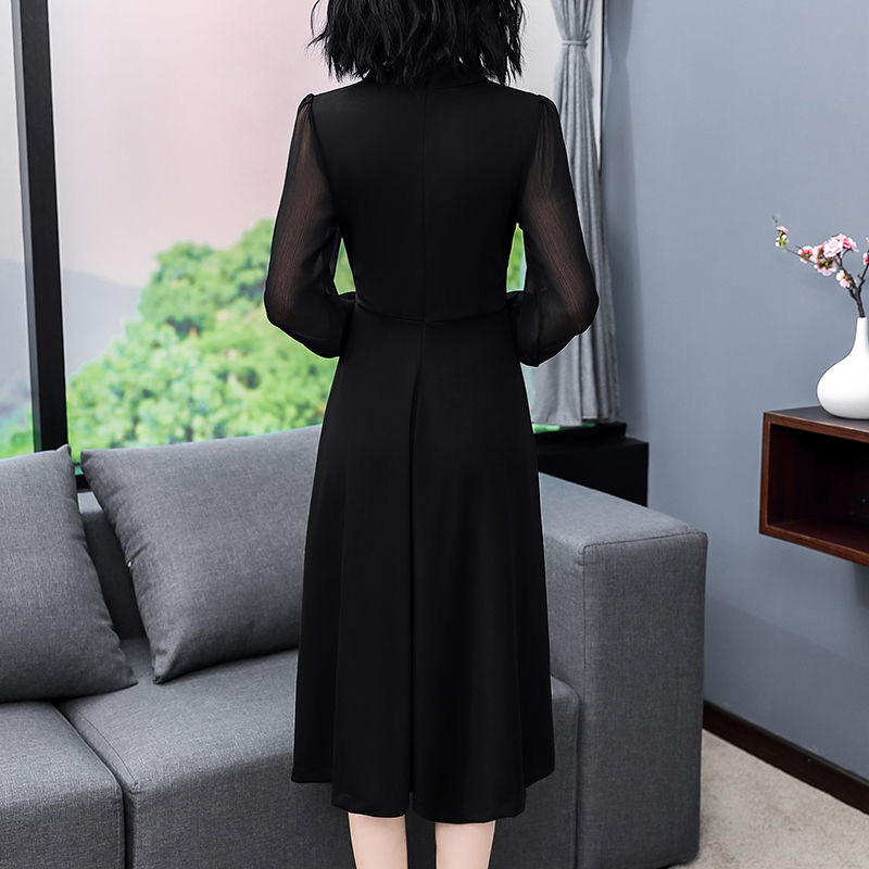 Cross-border AliExpress new dress wish spring and autumn long sleeve slim black skirt temperament small black skirt