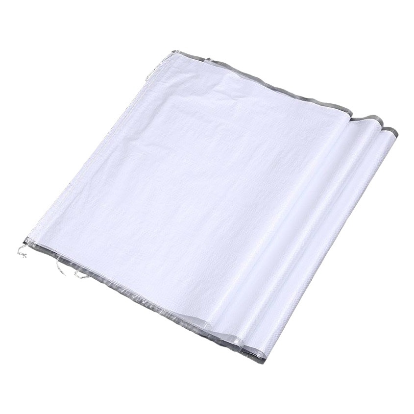 Source manufacturers white film plastic woven bag factory size large packing bag grain packaging bag customization