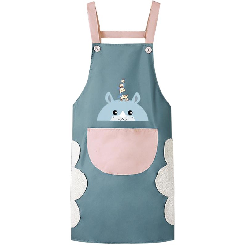 Household Apron for Women, Fashionable Kitchen Waterproof and Oil-Proof Work Clothes, Korean Style Smock, Adult Men's Cartoon Apron