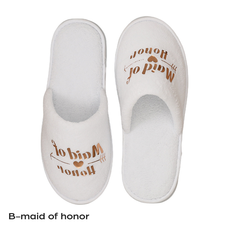 Picture of Wedding Pajamas Party Slippers Gold English Bronzing Letters Bride Bridesmaid Wholesale
