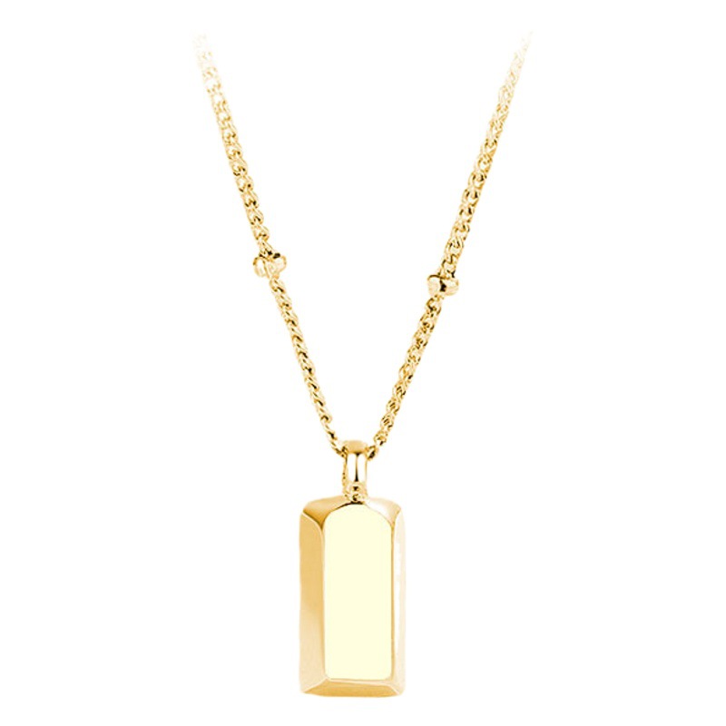 Cross-border wholesale small gold brick beads titanium steel necklace for women versatile new Golden clavicle chain simple pendant non-fading