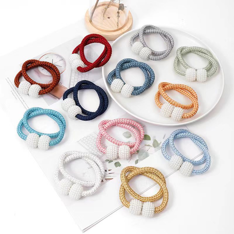 Picture of Curtain Straps Wholesale Small Pearl Magnetic Curtain Buckles Punch-Free Curtain Storage Binding Rope Drawstring Accessories