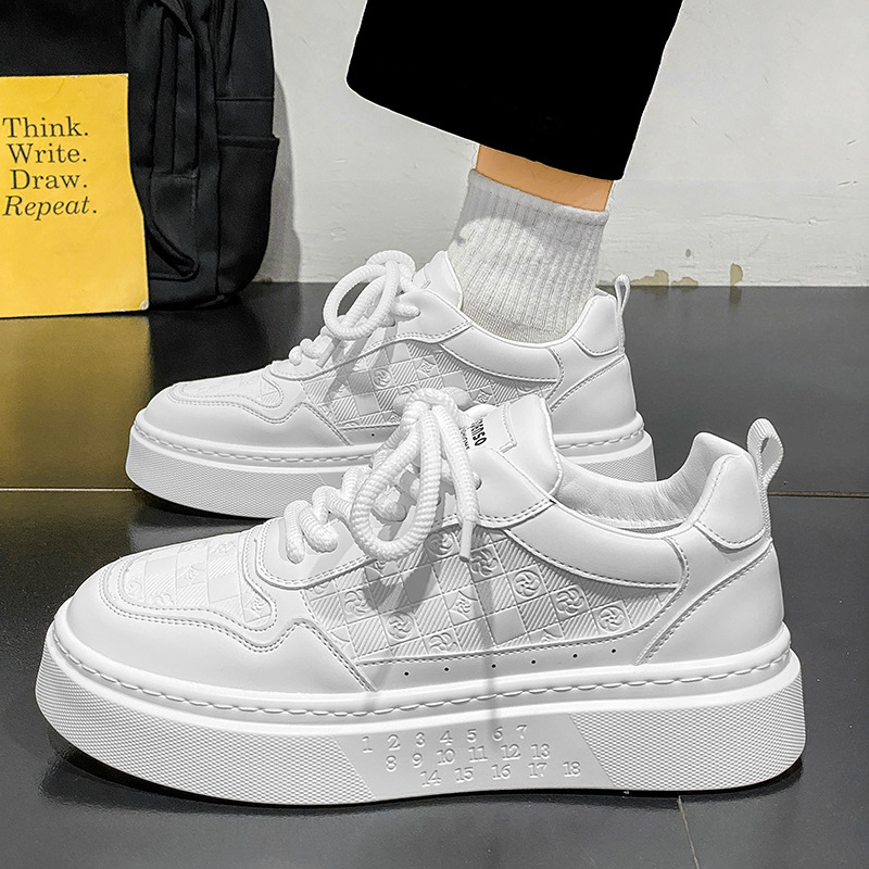 Korean-style Trendy All-match White Shoes Men's 2024 Autumn New Sneakers Student's sneaker Lightweight Lace-up Casual Shoes