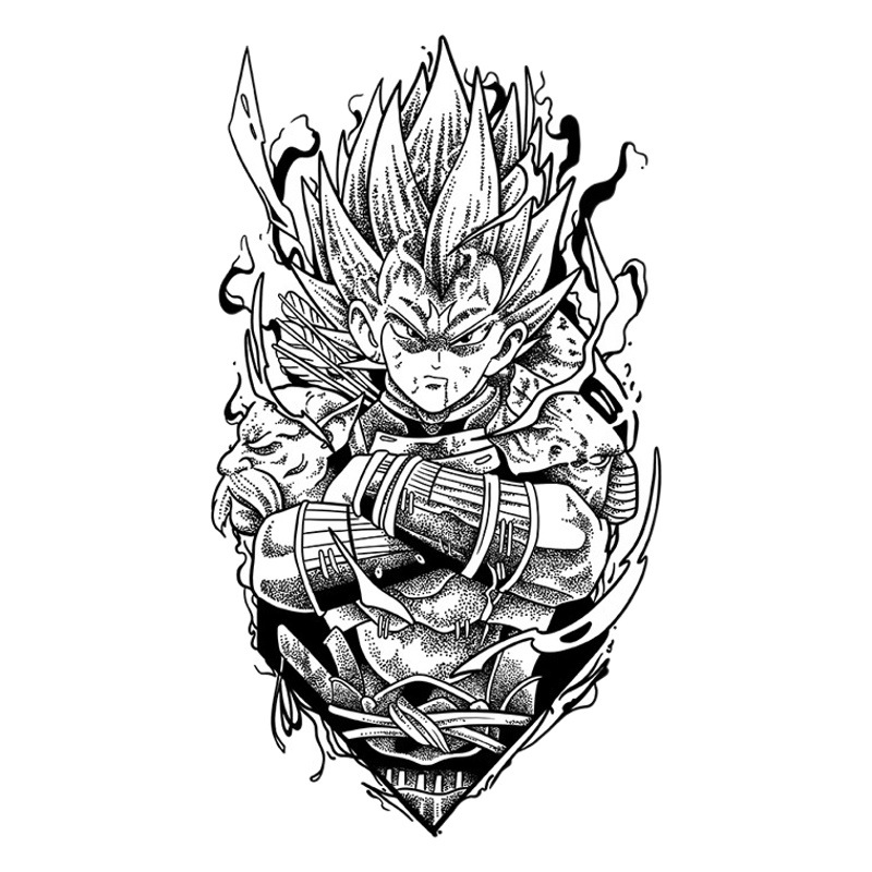 Dragon Ball Super Saiyan Herbal Tattoo Sticker Monkey King Beta Flower Arm Men's Domineering Waterproof Lasting Simulation