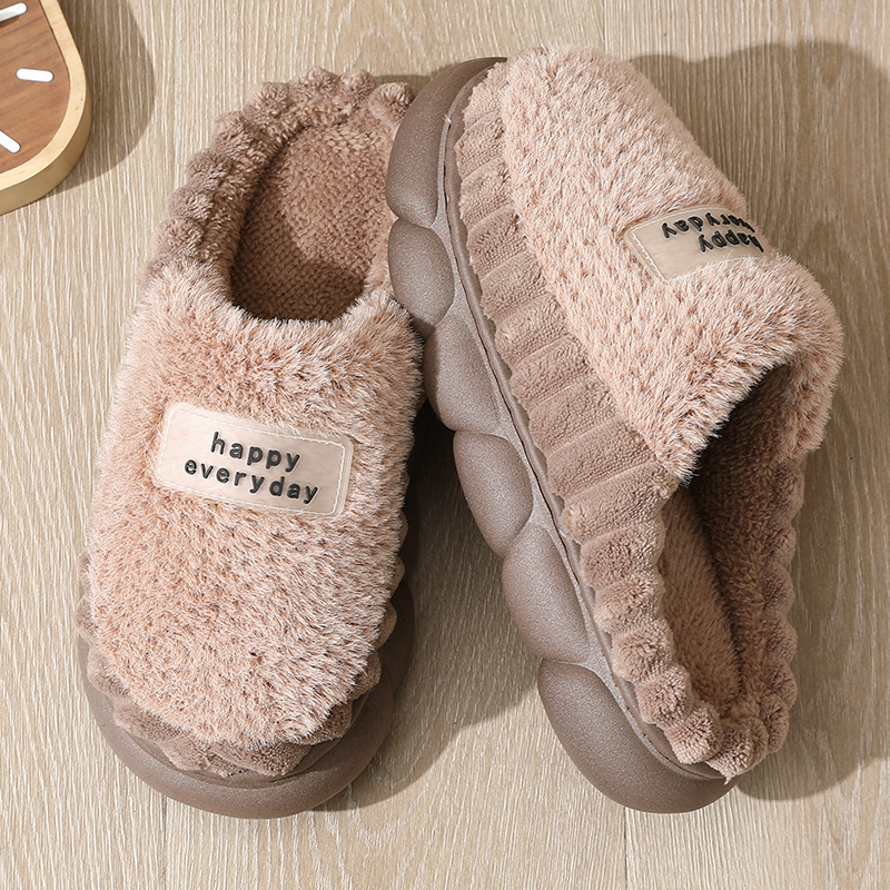 [Barcode on behalf of hair] thick bottom cotton slippers men's home winter indoor non-slip thick bottom wool slippers men's plus size