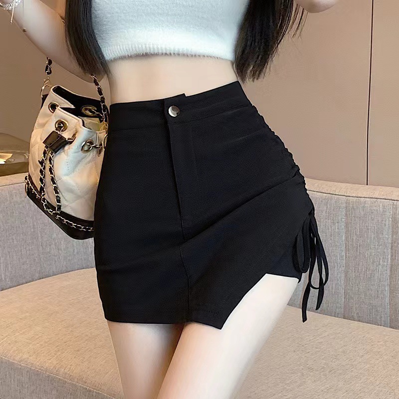 2024 Design Sense Stretch Shorts Women's Summer New Arrival Irregular Drawstring Skirt Hot Girl High Waist Slim Sheath