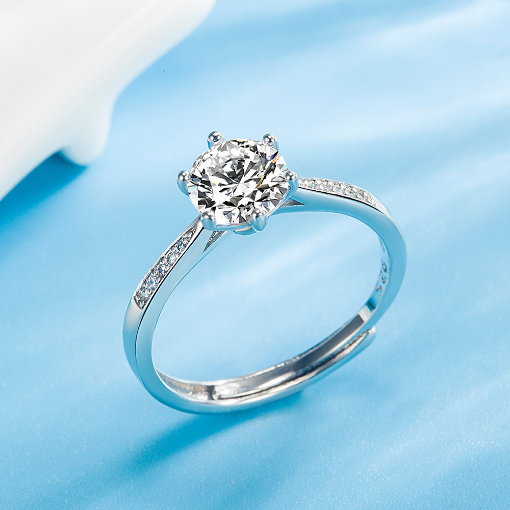 Picture of Copper inlaid zircon factory wholesale live ring female European and American proposal six claw new diamond ring for wedding ring jewelry