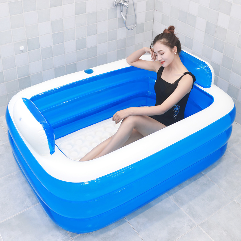 Picture of Inflatable double bathtub new three-layer children's folding bathtub enlarged thickened double backrest bath for adults
