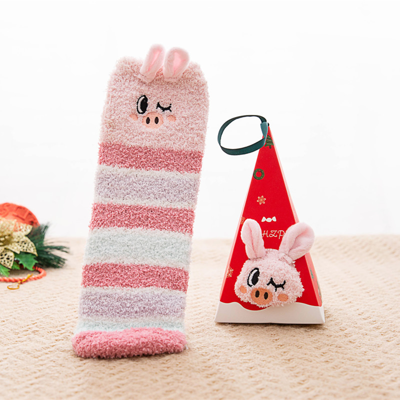 Picture of Japanese Style Three-Dimensional Cartoon Floor Socks Sleep Socks Coral Fleece Socks Women's Winter Towel Socks Thickened Warm Plush