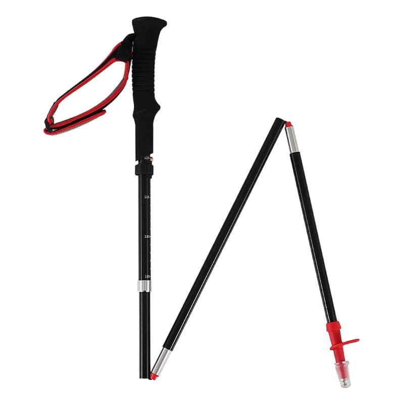 Picture of Outdoor Folding Hiking Stick Four-section Telescopic Ultra-light Cane Adjustable Size 7075 Aluminum Alloy Portable Hiking Crutch
