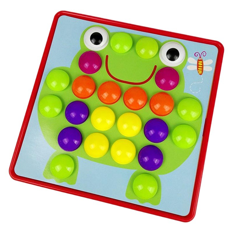 Picture of Large-grain button jigsaw puzzle mushroom nail originated from American early childhood Children's Enlightenment puzzle color matching combination toy