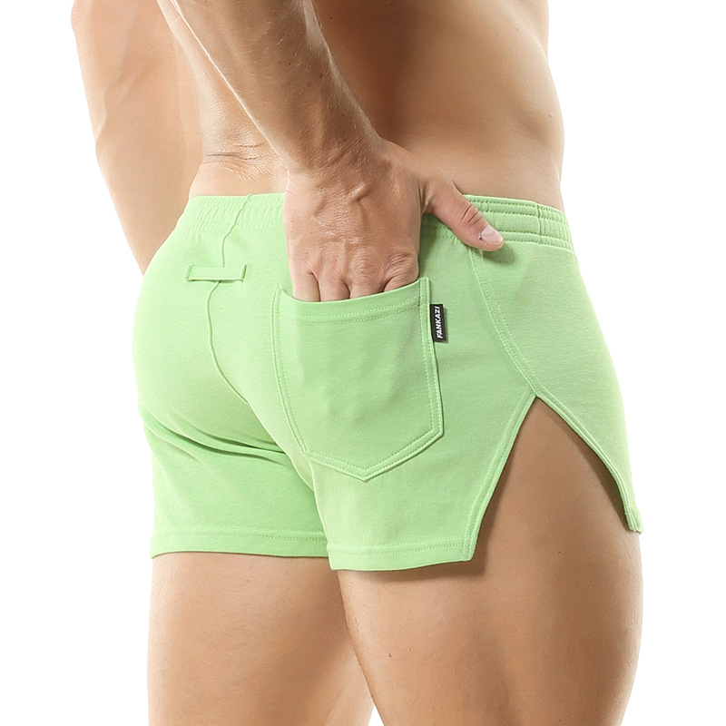 Fancaz men's shorts cotton antibacterial with pocket split inner bag breathable mid waist plus size sports Arro pants