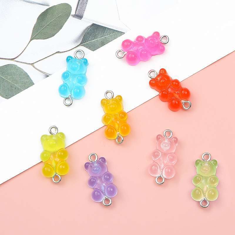Picture of Transparent Candy Color Resin Bear Accessories Handmade DIY Homemade Bracelet Earrings Jewelry Keychain Pendant Material