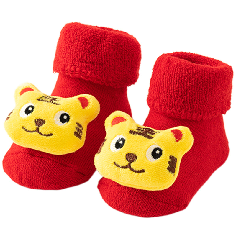 Picture of Newborn baby socks autumn and winter baby warm fleece-lined red terry non-slip Christmas floor socks toddler socks wholesale