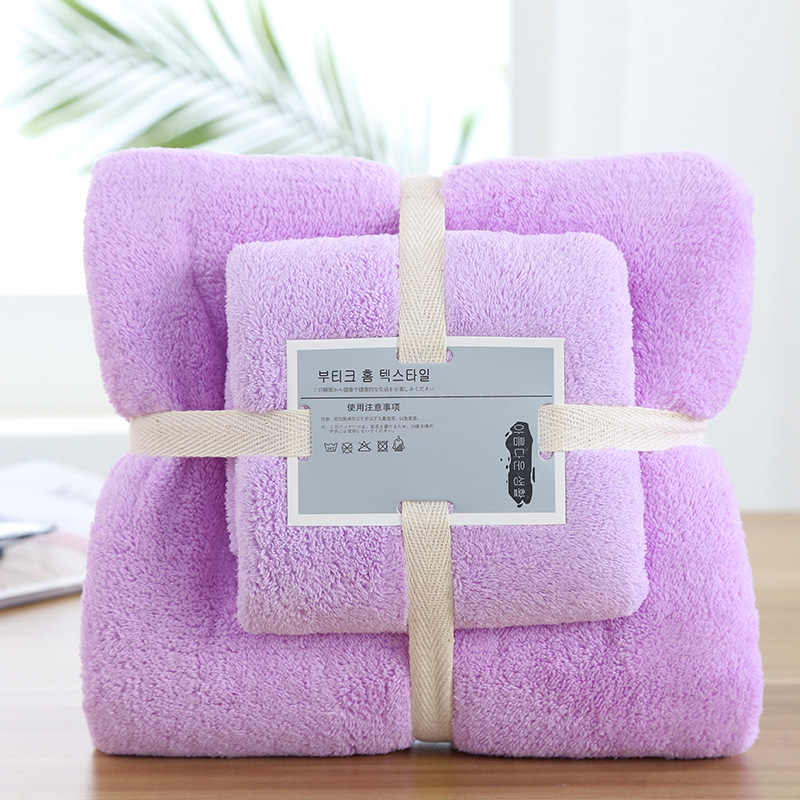 Picture of Factory wholesale coral fleece towel towel gift suit thickened mother and child towel a generation of printed logo