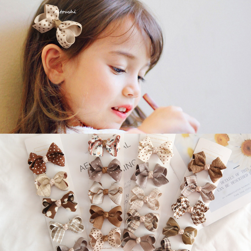 A115 factory wholesale children's headdress hair accessories baby basic bow European and American style hair clip 5 sets 1 set