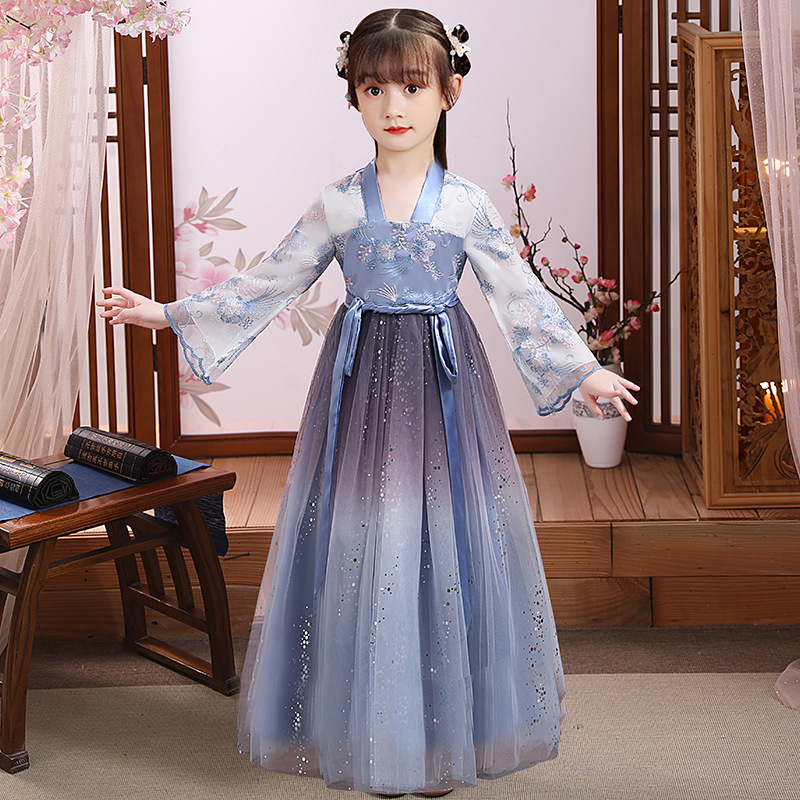 Picture of Hanfu-Style Girls' Spring and Summer Children's Tang Suit Ancient Fairy-Like Chinese-Style Dress 2025 Ancient Costume Autumn Princess Girl