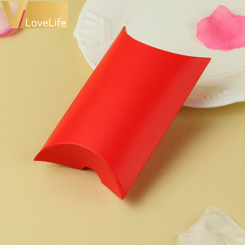 Picture of Cross-Border Spot Wholesale Wedding Paper Folding Wedding Candy Box Candy Color Pillow-Shaped Wedding Candy Box Pillow Box