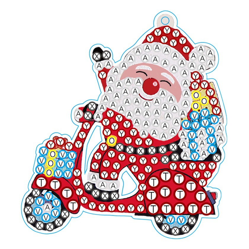 Christmas Sleigh Santa Keychain Diamond Painting DIY Bright Diamond Shaped Diamond Cartoon Set