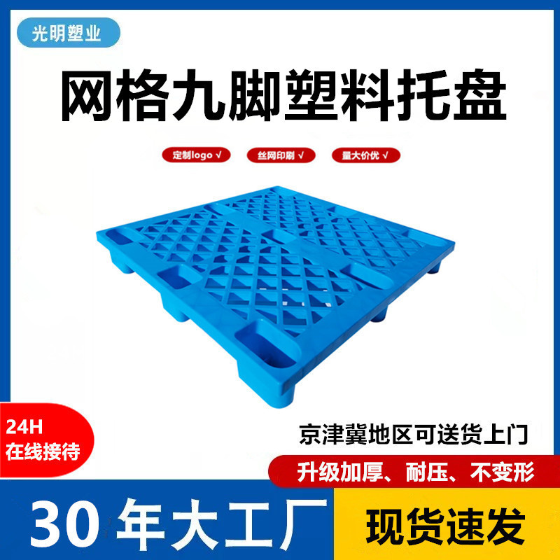 Wholesale Thickened Mesh Nine-Legged Plastic Pallets for Forklifts, Cargo Logistics Warehouses, Special Transport Pallets, Plastic Pallets