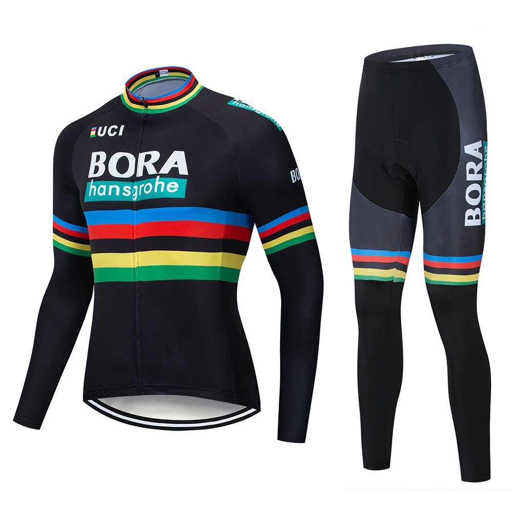 Cross-border Spot BORA Spring and Summer Long Sleeve Cycling Suit Team Edition Quick Dry Riding Strap Suit Road Bike Suit