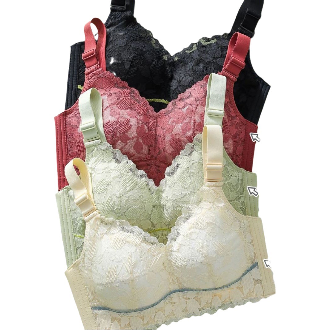 Full Cup big chest small thin breathable push-up underwear women's anti-sagging adjustable plus size breast bra