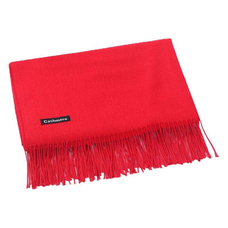 Solid Color Imitation Cashmere Scarf for Women Winter High-End Versatile Warm Shawl Men's Scarf Annual Party Red Scarf Wholesale